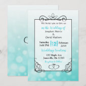 Aquamarine Blasen Schwarzes Skript Einladungen für (Vorne/Hinten)