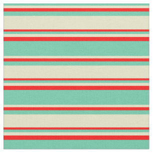 Aquamarine, blasses Goldenrod und rotes Muster Stoff