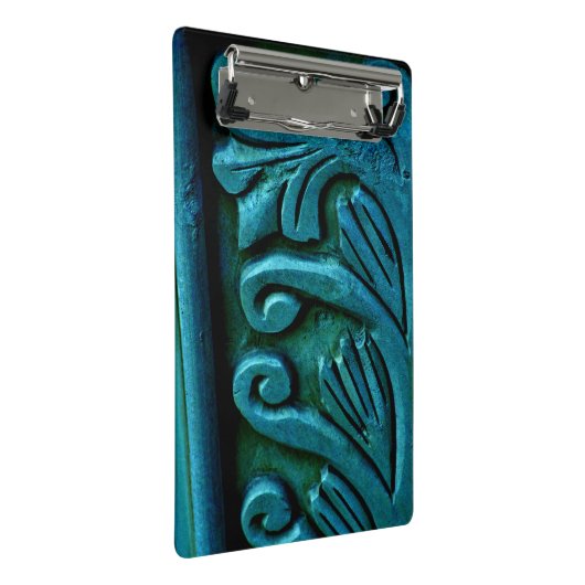 Aquamarine Blätter Mini Klemmbrett (Schrägansicht)