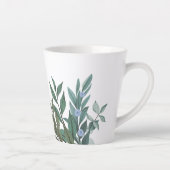 Aquamarine Blätter Zeitgenössische botanische Latt Milchtasse (Rechts)