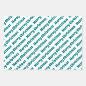 Aquamarine Blau- und Weißbäume Frohe Weihnachtsfei Geschenkpapier Set (Vorderseite 3)