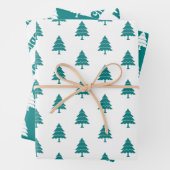 Aquamarine Blau- und Weißbäume Frohe Weihnachtsfei Geschenkpapier Set (Beispiel)