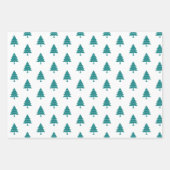 Aquamarine Blau- und Weißbäume Frohe Weihnachtsfei Geschenkpapier Set (Vorderseite)