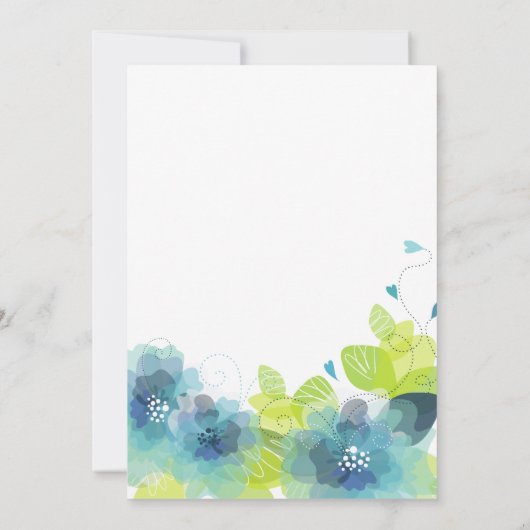 Aquamarine blaue ätherische Blume Hochzeitspaare d Einladung (Rückseite)