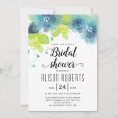 Aquamarine blaue ätherische Blume Hochzeitsstift B Einladung (Vorderseite)