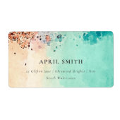 AQUAMARINE BLAUE BEACH SAND ROCK WATERCOLOR ADRESS (Vorne)