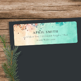 AQUAMARINE BLAUE BEACH SAND ROCK WATERCOLOR ADRESS