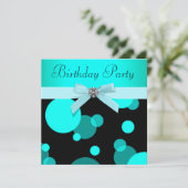 Aquamarine blaue Blasen beliebiger Zahl Geburtstag Einladung (Stehend Vorderseite)