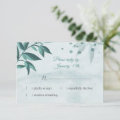 aquamarine blaue Blätter botanische Remissionskart RSVP Karte (Stehend Vorderseite)