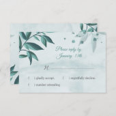aquamarine blaue Blätter botanische Remissionskart RSVP Karte (Vorne/Hinten)