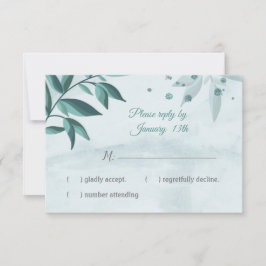 aquamarine blaue Blätter botanische Remissionskart RSVP Karte