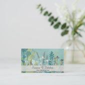 Aquamarine blaue Blumen stempelten extravagantes Visitenkarte (Stehend Vorderseite)