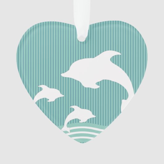 Aquamarine blaue Delphine am Spiel-Muster Ornament (Vorderseite)
