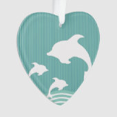 Aquamarine blaue Delphine am Spiel-Muster Ornament (Vorderseite)