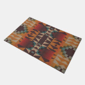 Aquamarine blaue Dunkelrot-Beige Braun-Orange Trib Fußmatte (Schrägansicht)