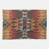 Aquamarine blaue Dunkelrot-Beige Braun-Orange Trib Handtuch (Horizontal)