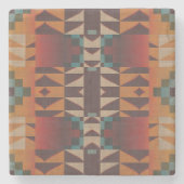 Aquamarine blaue Dunkelrot-Beige Braun-Orange Trib Steinuntersetzer (Vorderseite)