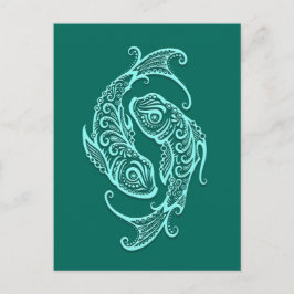 Aquamarine blaue Fische Zodiac Postkarte