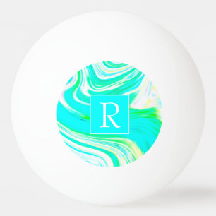 Aquamarine blaue Gelbschwellen Abstrakte Monogramm Tischtennisball