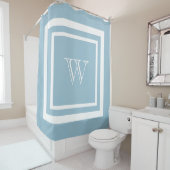 Aquamarine Blaue Gerahmte Monogramm Duschvorhang (Beispiel)