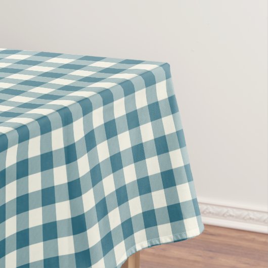 Aquamarine blaue Gingham-Baumwolltischdecke Tischdecke (Beispiel)