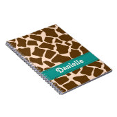 Aquamarine blaue Giraffen-Druck-gewundenes Notizblock (Rechte Seite)