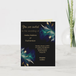 aquamarine blaue goldene Feder gefaltet Einladung