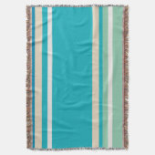 Aquamarine, blaue, grüne und türkisfarbene Streife Decke (Vorderseite Vertikal)