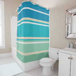 Aquamarine, blaue, grüne und türkisfarbene Streife Duschvorhang