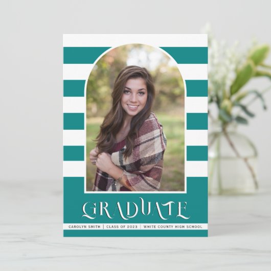 Aquamarine blaue Klasse des Foto-Abschlusses 2023 Ankündigung (Stehend Vorderseite)