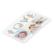 Aquamarine blaue LIEBE, rosa Rosen Valentinstag Magnet (Linke Seite)