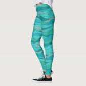 Aquamarine Blaue Meereswellen Leggings (Links)