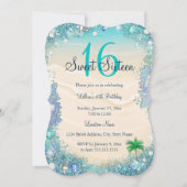 Aquamarine Blaue Meerwassersauger Perlen Süß 16 Pa Einladung (Vorderseite)