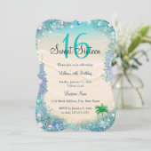 Aquamarine Blaue Meerwassersauger Perlen Süß 16 Pa Einladung (Stehend Vorderseite)