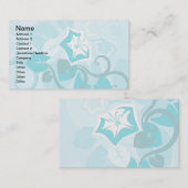 Aquamarine blaue moderne Blatt-Blume und Rebe Visitenkarte (Vorne/Hinten)