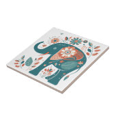 Aquamarine Blaue Orange Elephant Skandinavier Folk Fliese (Seite)