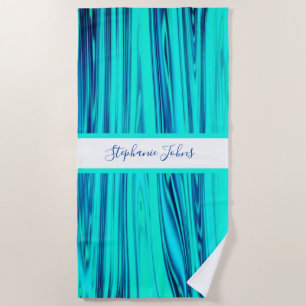 Aquamarine Blaue Ozeanwelle Abstrakte Monogramme C Strandtuch