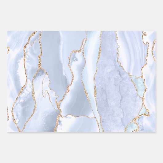 aquamarine blaue Packpapierblätter Geschenkpapier Set (Vorderseite 2)