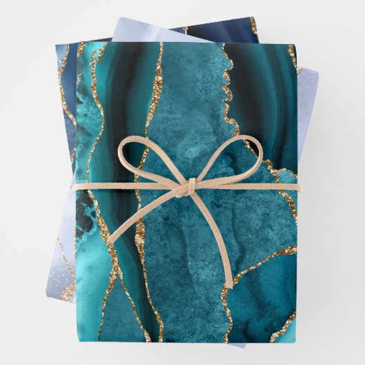 aquamarine blaue Packpapierblätter Geschenkpapier Set (Beispiel)