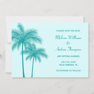 Aquamarine blaue Palme-Save the Date Mitteilung Save The Date