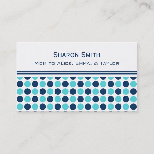 Aquamarine blaue Punkt-Muster-Mama-nennende Karten (Vorderseite)