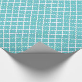 Aquamarine blaue Quatrefoil Geschenkpapier (Ecke)