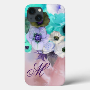 AQUAMARINE BLAUE ROSE, MONOGRAMM DER WEISSEN ANEMO Case-Mate iPhone HÜLLE