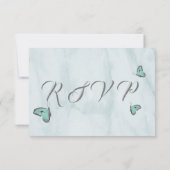 aquamarine blaue Schmetterlingskarte RSVP Karte (Rückseite)