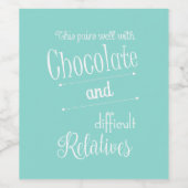 Aquamarine Blaue Schokolade Party Weinetikett (Einzelnes Label)