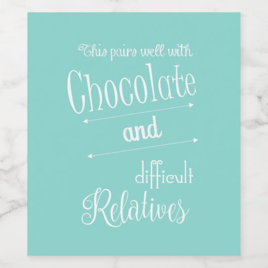 Aquamarine Blaue Schokolade Party Weinetikett (Einzelnes Label)