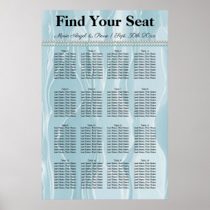 Aquamarine blaue Seide mit weißer Perle Seekarte Poster