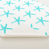 Aquamarine Blaue Starfish Muster Weiße Trendy Weih Sherpadecke (3/4)