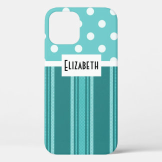 Aquamarine blaue Streifen und Polka-Punkte Case-Mate iPhone Hülle