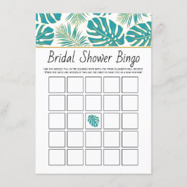 Aquamarine blaue tropische Blätter Bridal Bingo-Sp Begleitkarte